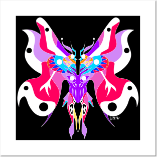 mothman ecopop butterfly cryptid kaiju in winged totonac pattern art Posters and Art